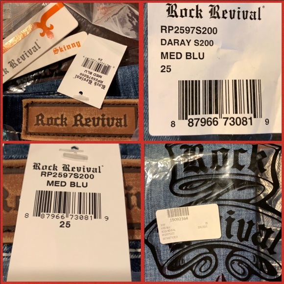 🆕 RARE Rock Revival SZ.25 Daray Stretchy SkinnyJeans NWT Pristine New Condition - Picture 14 of 15